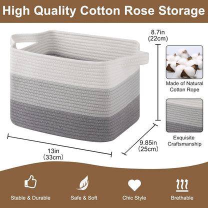 Storage Basket for Organizing, Woven Baskets for Storage, Rectangle Decorative Baskets for Shleves