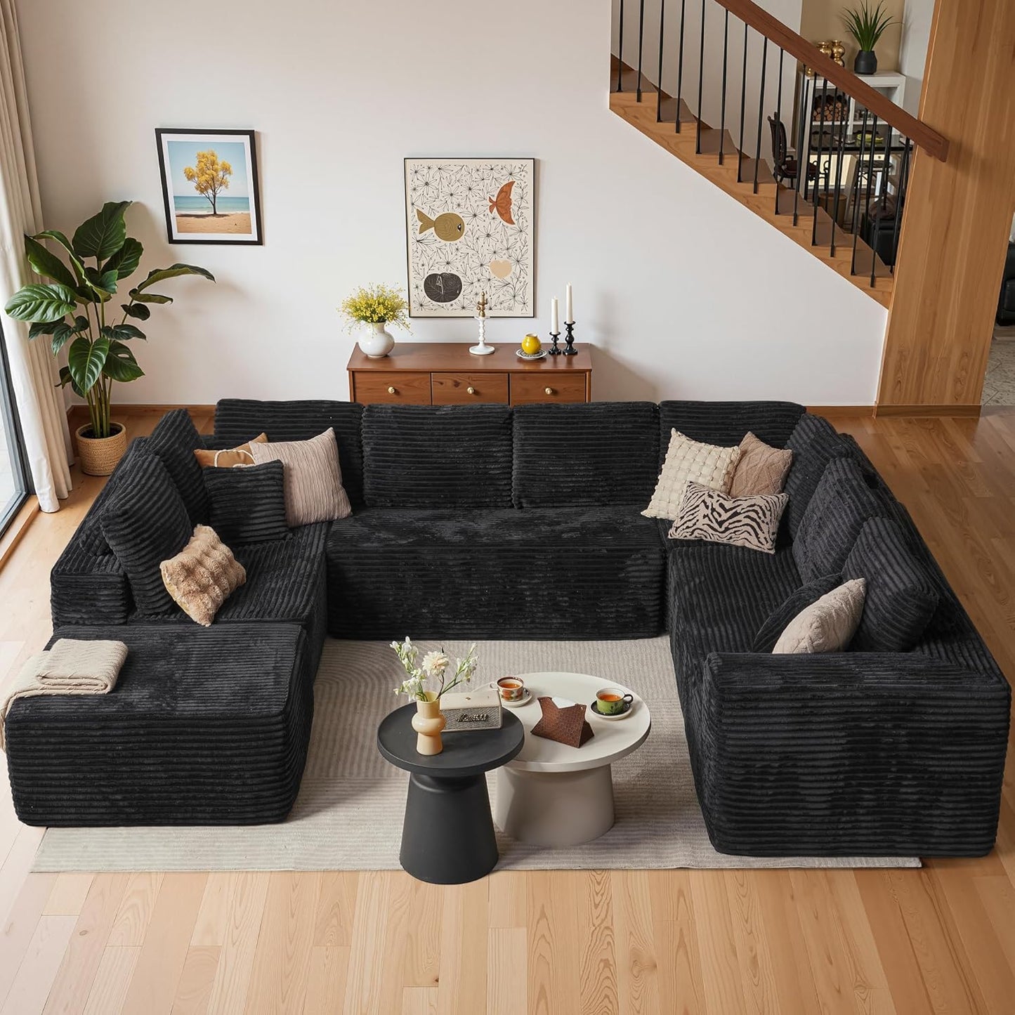 Cloud Sectional Couches for Living Room,U Shaped Modular Sofas No Assembly,135x100 Inches Plush