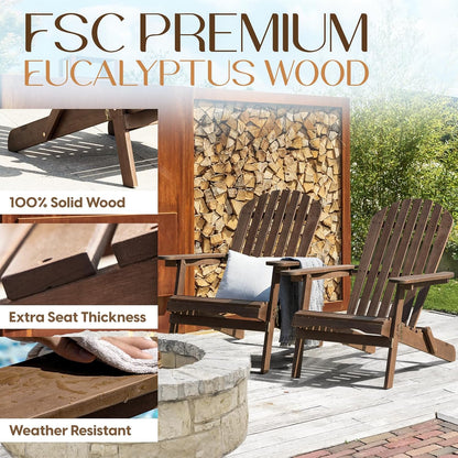 IDZO Outdoor Adirondack Chair Set of 2, Pre-Assembled Backrest, Patio Furniture Set, Outdoor