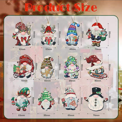 24 Wooden Gnome Ornaments for Christmas Tree, Party Decorating Supplies