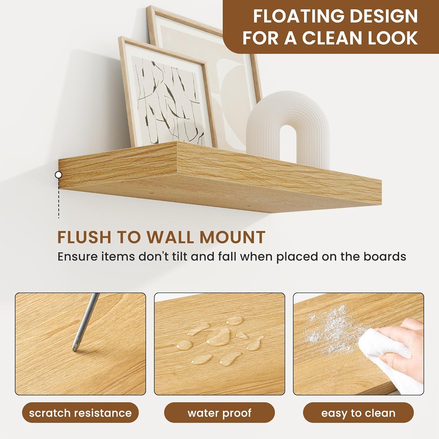 fuqing Floating Shelves for Wall, Bathroom Shelf Wall Mounted for Storage, Shelves with Invisible