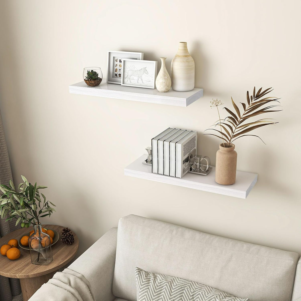 Farmhouse Floating Shelves - 8 Inch Deep Rustic Wood Wall Shelf - Premium Solid Pine Wood Storage