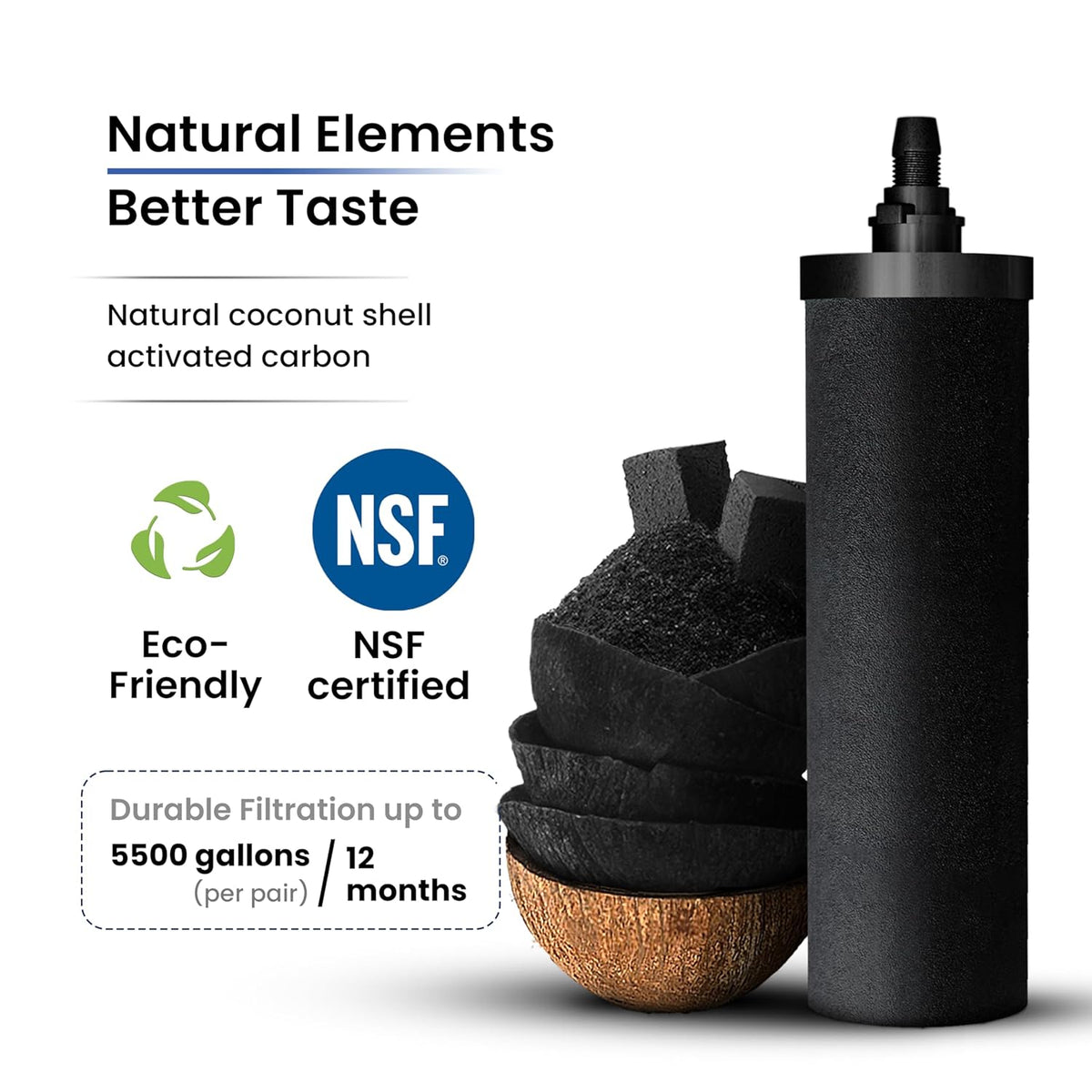 Gravity Water Filter System - 1.5 Gallons NSF Certified AISI 304 Stainless Steel Water Filter with