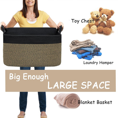COMFY-HOMI Large Rectangular Blanket, Cotton Rope Woven for Storage, LaundryHamper, Storage,Toy