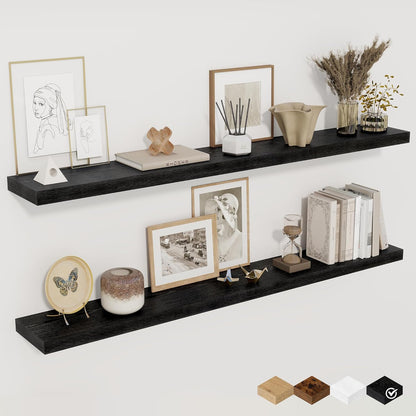 Floating Shelves for Wall, 48 Inch Floating Shelves for Home Decor, Wall Mounted Rustic Wood