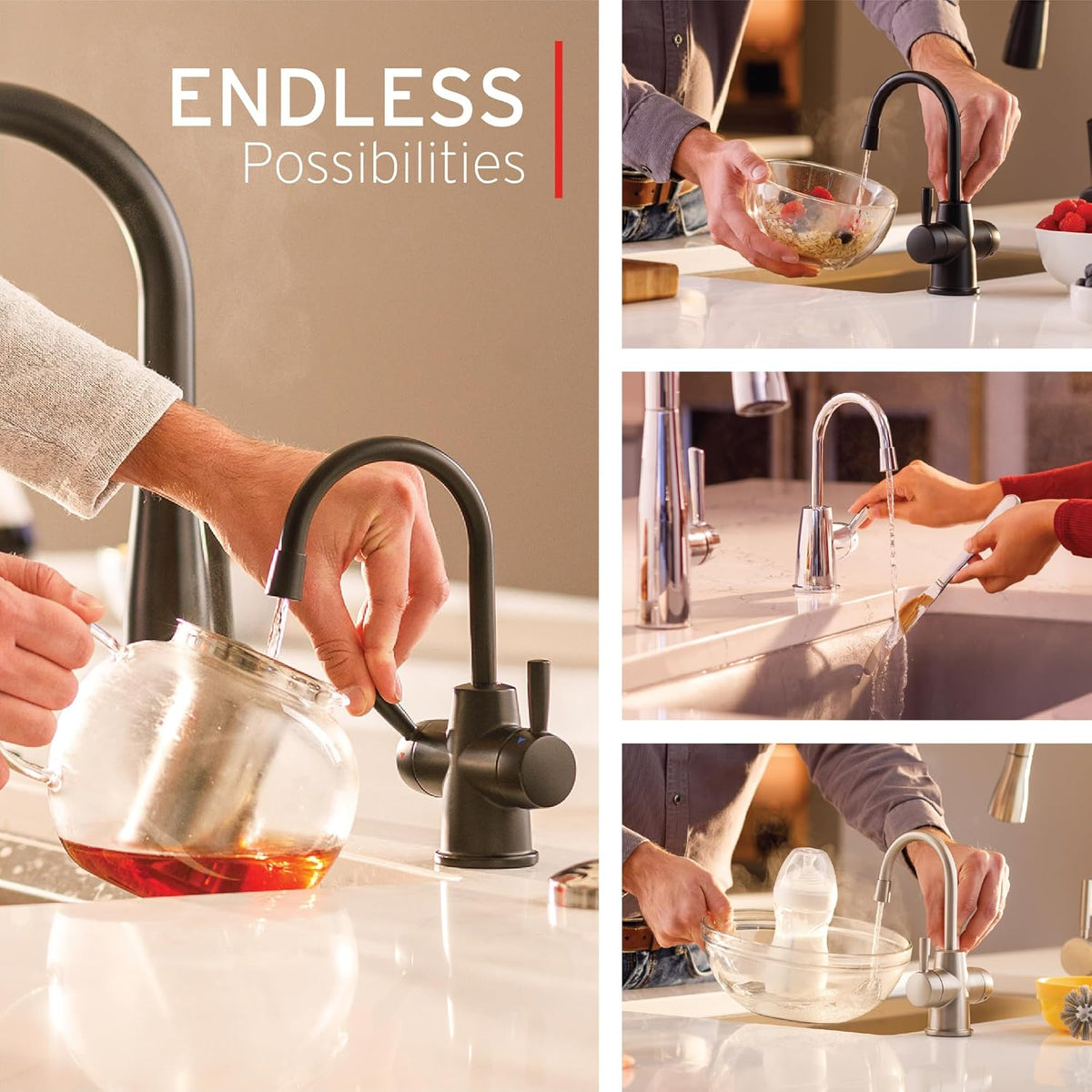 InSinkErator Stainless Steel Tank, HC250C-SS HOT250 System, 2-Handle Drinking Faucet in Chrome with
