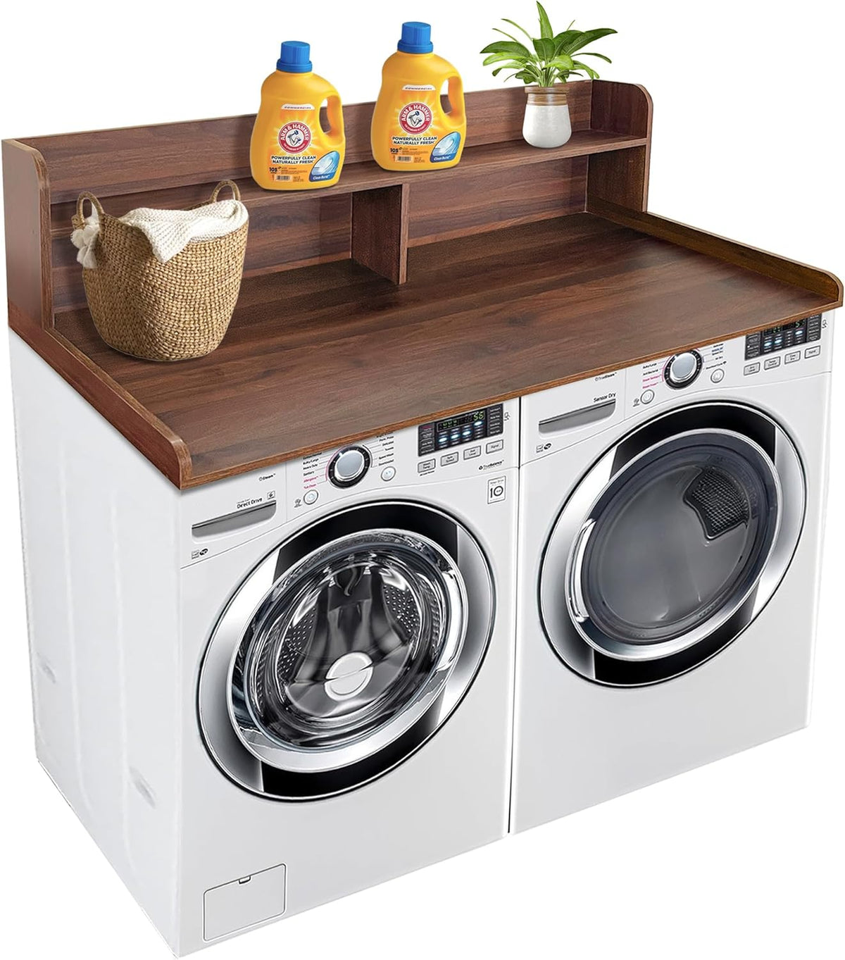Royxen Laundry Countertop with 2-Tier Shelf Universal Fit, Washer and Dryer Countertop with Storage