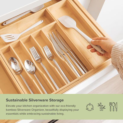 Premium Silverware, Flatware and Utensil Organizer for Kitchen Drawers, Food-Safe Contract Grade
