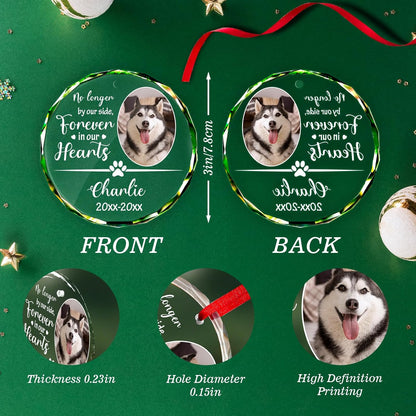 Personalized Memorial Pet Glass Ornament - Custom Picture Christmas Ornaments, Dog Forever in Our