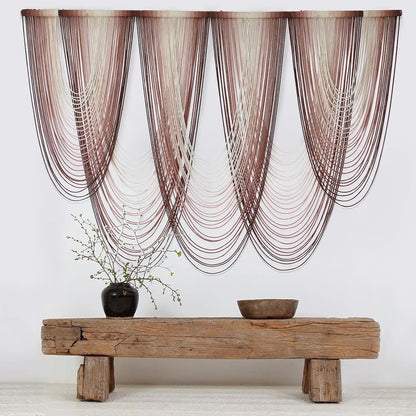 IOWER Macrame Wall Hanging Pink Dip-Dyed Large Macrame Wall Decor For Living Room Boho Fiber Art