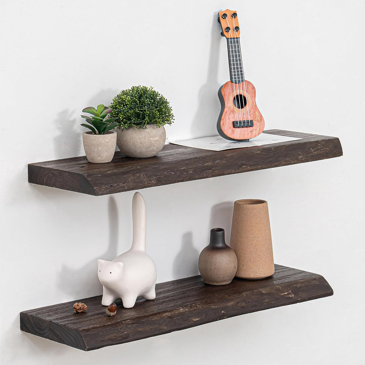 Fun Memories Floating Shelves for Wall, 24 Inhc Floating Shelves Wall Mounted, Rustic Live Edge Elm