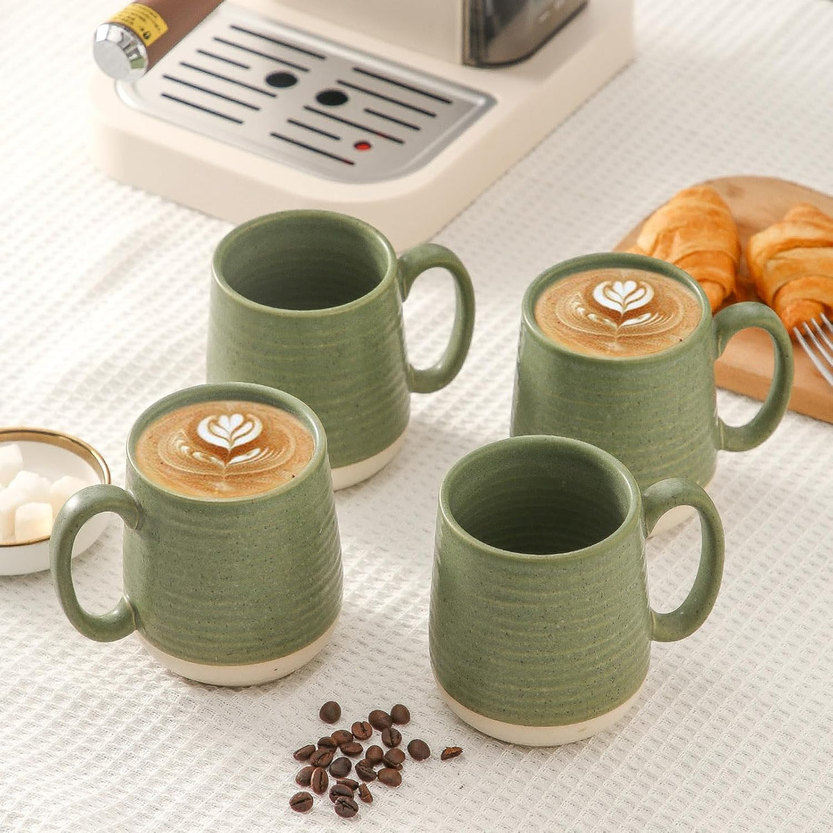 Large Ceramic Coffee Mugs Set - 15 OZ Porcelain Coffee Latte Cups Set of 4 with Handle Perfect for