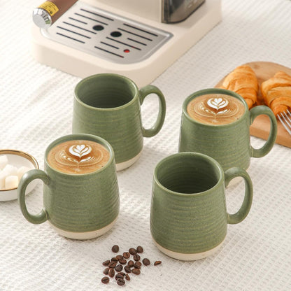 Large Ceramic Coffee Mugs Set - 15 OZ Porcelain Coffee Latte Cups Set of 4 with Handle Perfect for