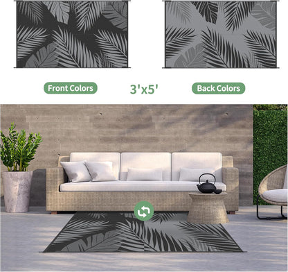 GENIMO Outdoor Rug 3' x 5' Waterproof for Patios Clearance, Reversible Outdoor Plastic Straw