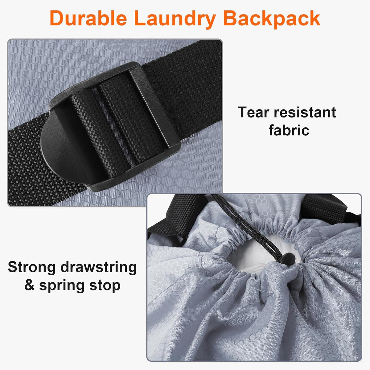 Laundry Bag Backpack Durable Laundry Bag with Shoulder Straps and Mesh Pockets Portable Laundry