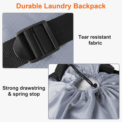 Laundry Bag Backpack Durable Laundry Bag with Shoulder Straps and Mesh Pockets Portable Laundry