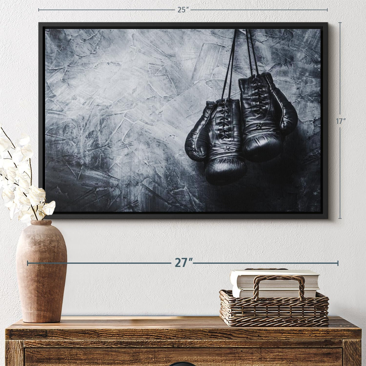 ElephantStock Boxing Gloves Wall Art - Horizontal Framed Canvas - 1-Piece Living Room Wall Decor