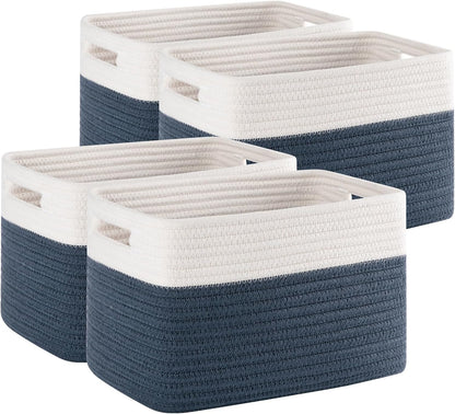 4 Pack Storage Baskets for Organizing, Woven Baskets for Shelves - Perfect for Toys, Books, Towels
