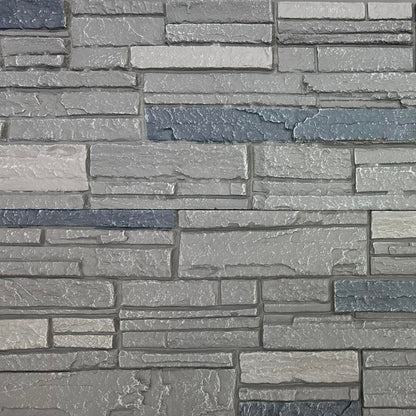 OTECKO 6-Pack Faux Stone Wall Panel 48 in x 13 in x 2 in Stacked Stone High Density Polyurethane
