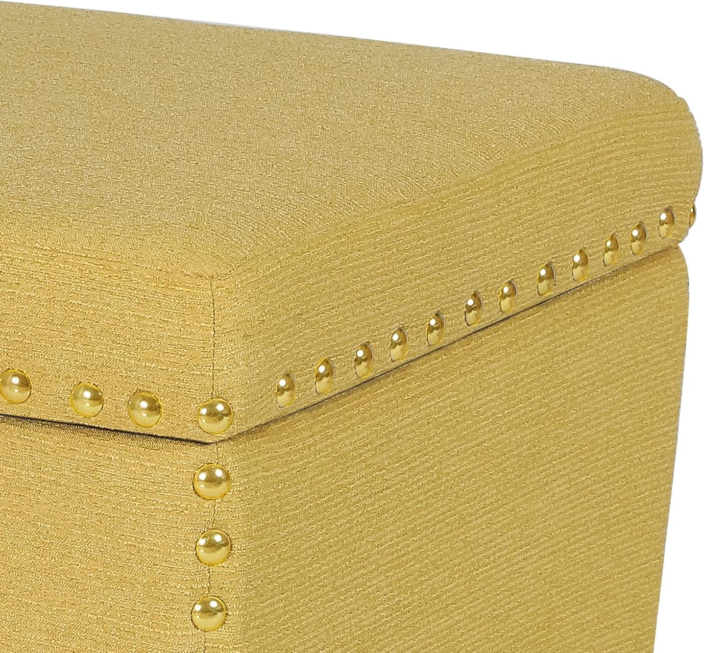 Adeco Square Storage Ottoman with Hinged Lid, Modern Accent Bench Footrest Stool, Coffee Table for