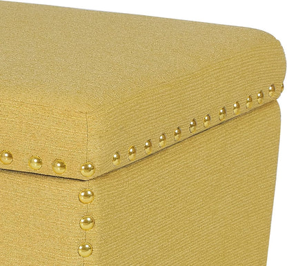 Adeco Square Storage Ottoman with Hinged Lid, Modern Accent Bench Footrest Stool, Coffee Table for