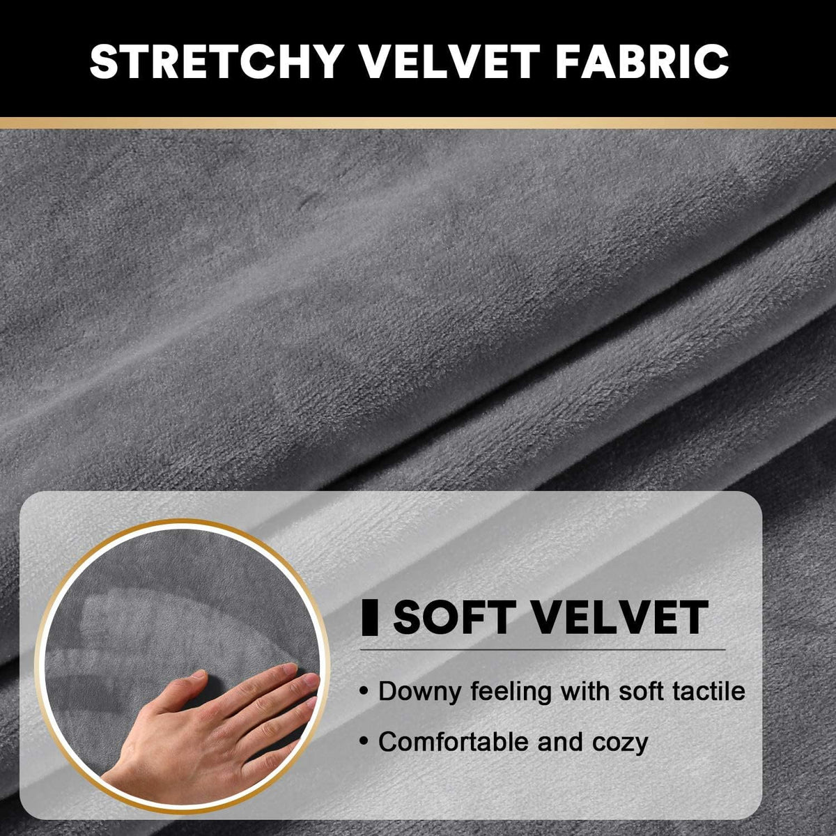 PrinceDeco Velvet Stretch Couch Cushion Cover Extra Large Cushion Slipcover for Chair Loveseat Sofa