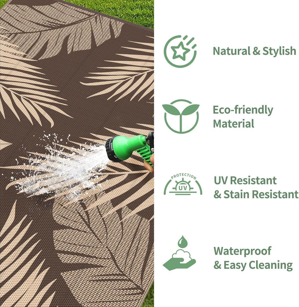GENIMO Outdoor Rug 2.5' x 8' Waterproof for Patios Clearance, Reversible Outdoor Plastic Straw
