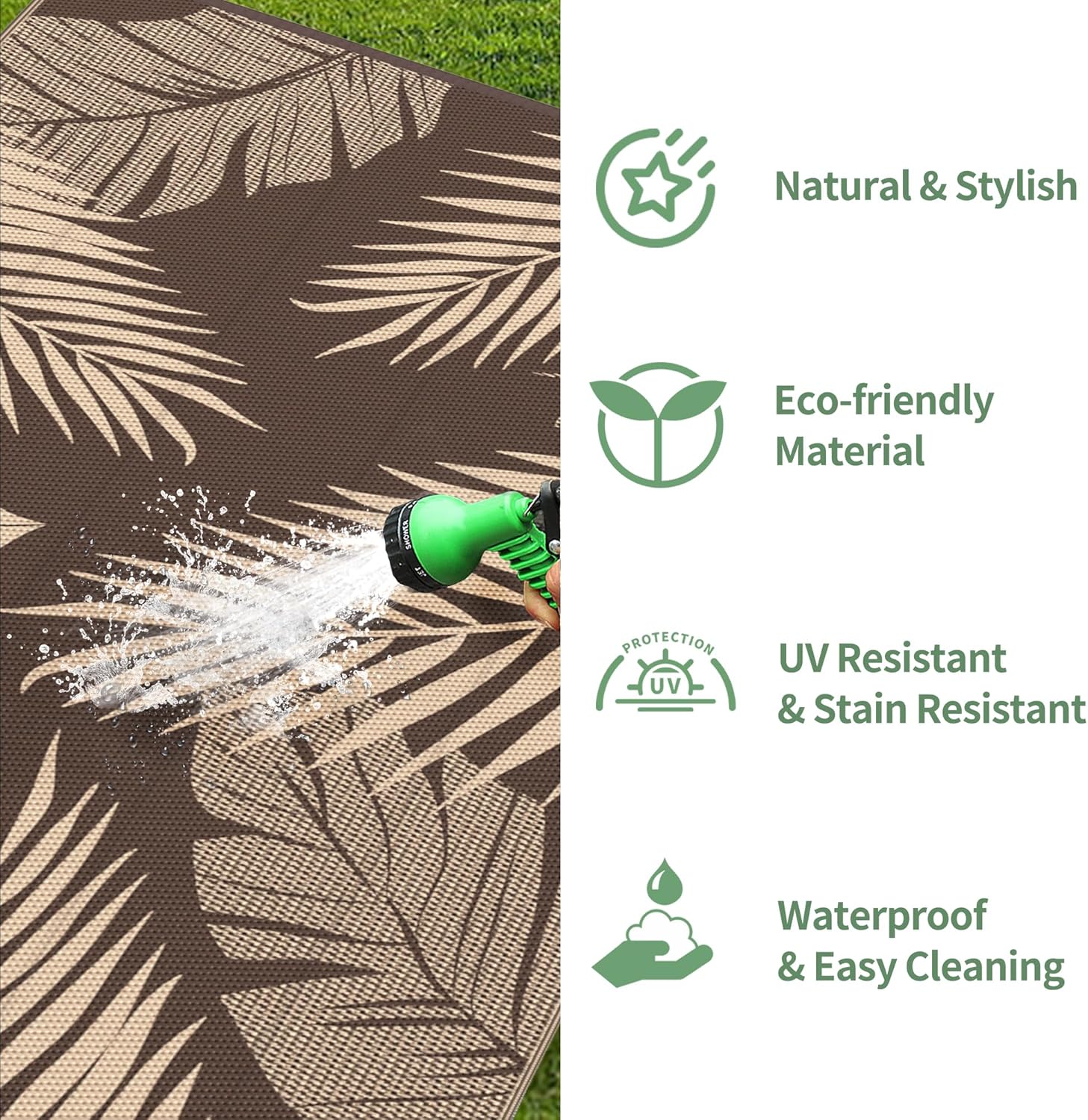 GENIMO Outdoor Rug 3' x 5' Waterproof for Patios Clearance, Reversible Outdoor Plastic Straw