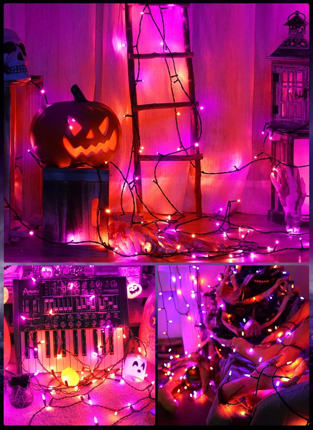 Outdoor Halloween Lights, 39Feet 100 LED Mini Lights with 8 Lighting Modes, Connectable Halloween