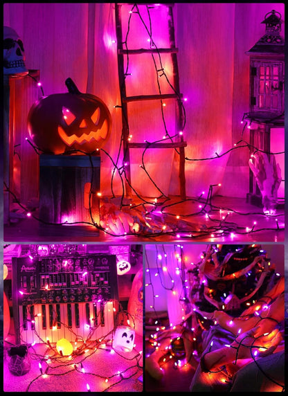 Outdoor Halloween Lights, 39Feet 100 LED Mini Lights with 8 Lighting Modes, Connectable Halloween