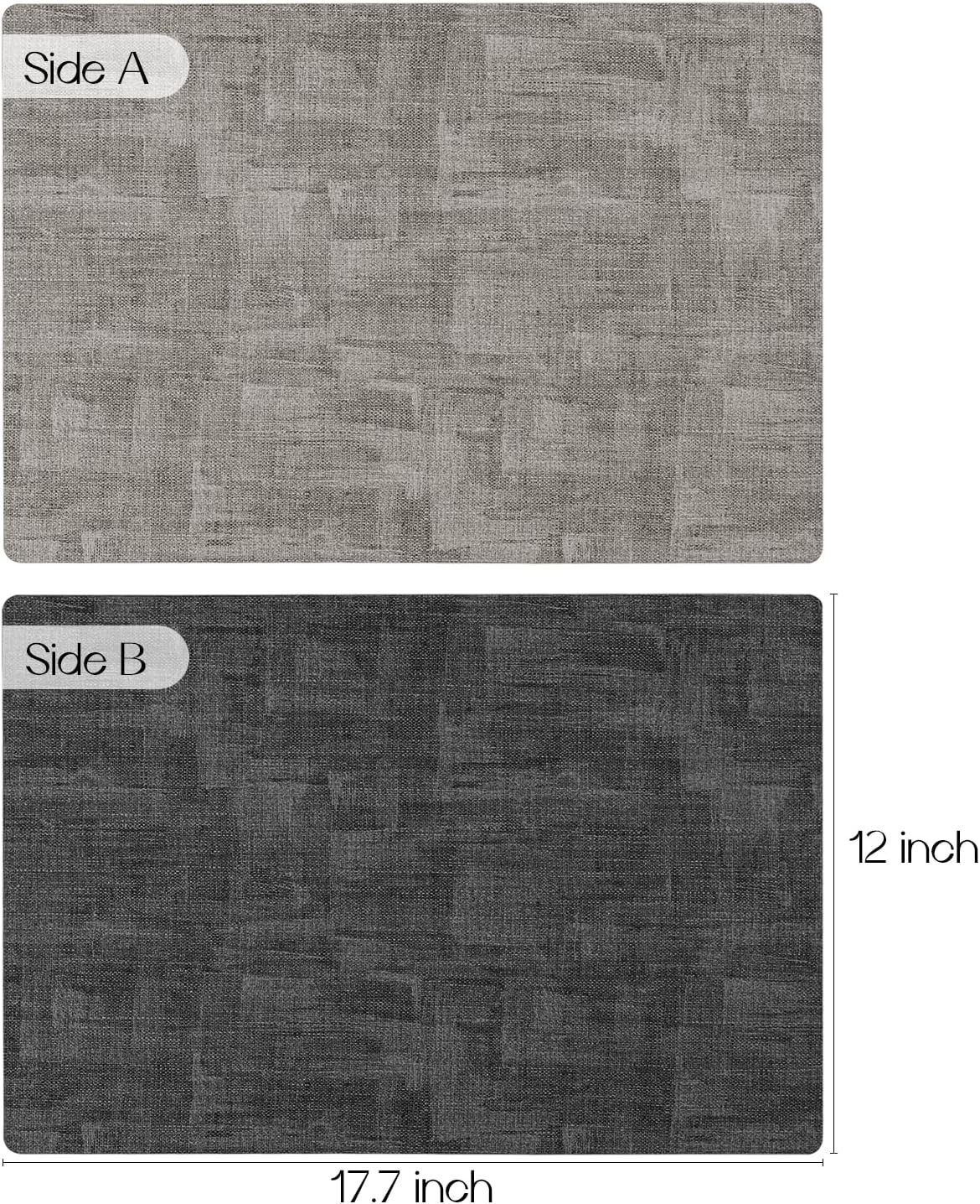 Romanstile Reversible Vinyl Placemats Set of 6, Faux Leather 100% Waterproof Oil-proof Wipeable