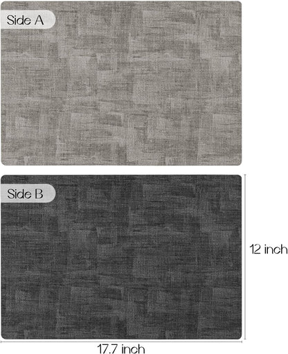 Romanstile Reversible Vinyl Placemats Set of 4, Faux Leather 100% Waterproof Oil-proof Wipeable
