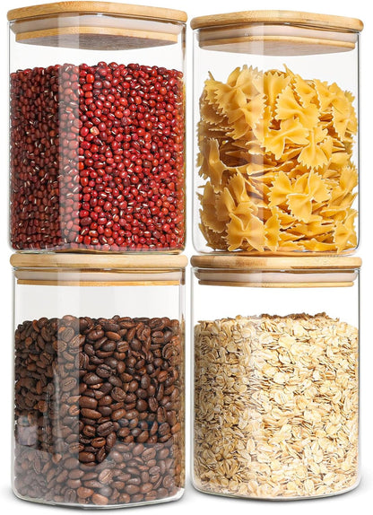 ComSaf Glass Storage Containers with Lids, 1.2 Qt Glass Jars with Lids, Clear Food Storage Jar