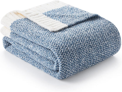 Snuggle Sac Heather Blue Throw Blanket for Couch, Oversized Throw XL Super Soft Warm Blankets Cozy
