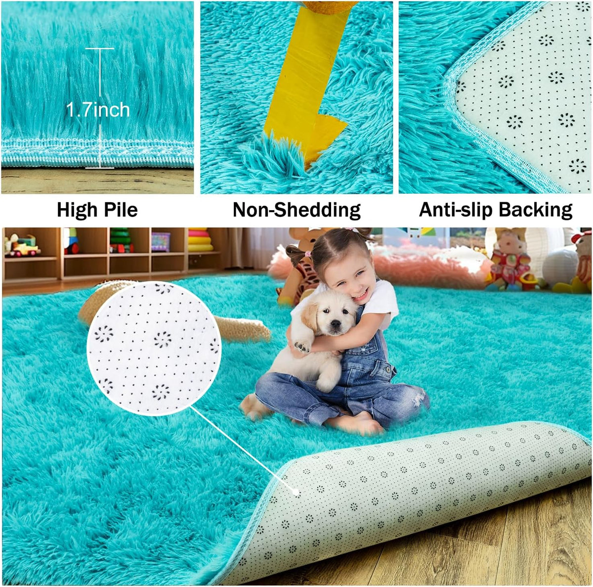 Rezutan Super Soft Fluffy Rug for Living Room Bedroom Modern Shaggy Fuzzy Kids for Living