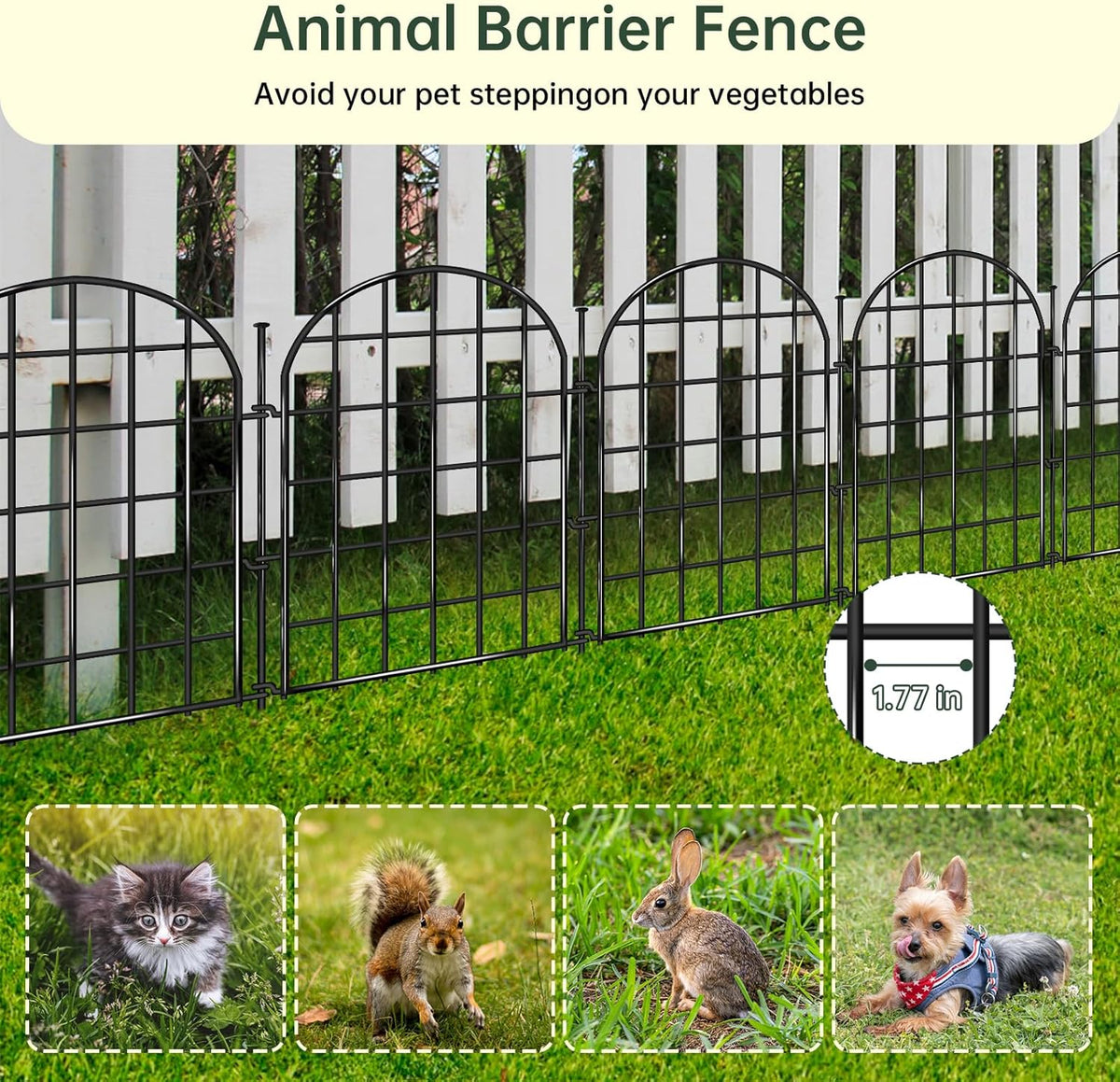 32.5 ft(L) x 22 in(H) Garden Fence, 30 Panels Arched No Dig Fence, Decorative Animal Barrier