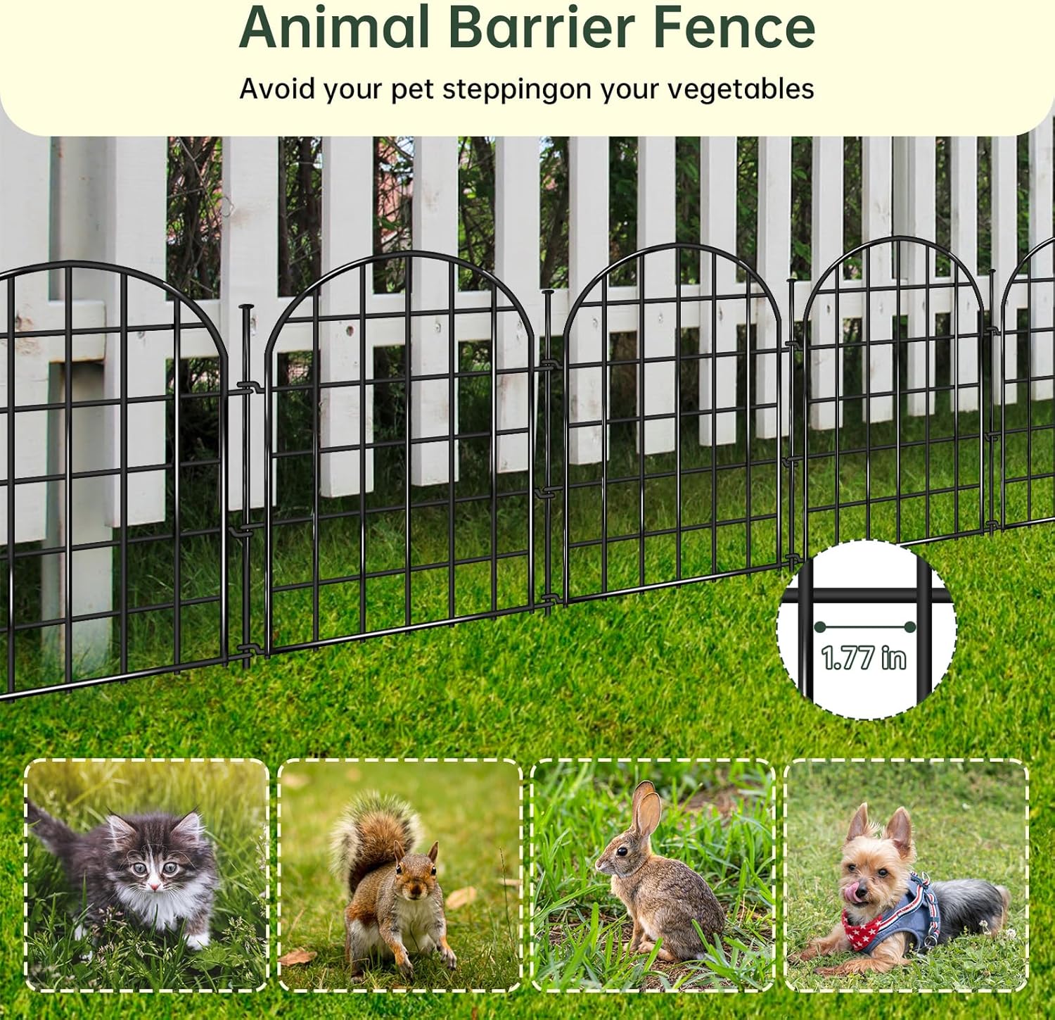 12 Panels Garden Fence, 13.8 ft(L) x 17 in(H) Arched No Dig Fence, Decorative Animal Barrier