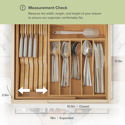 Premium Silverware, Flatware and Utensil Organizer for Kitchen Drawers, Food-Safe Contract Grade