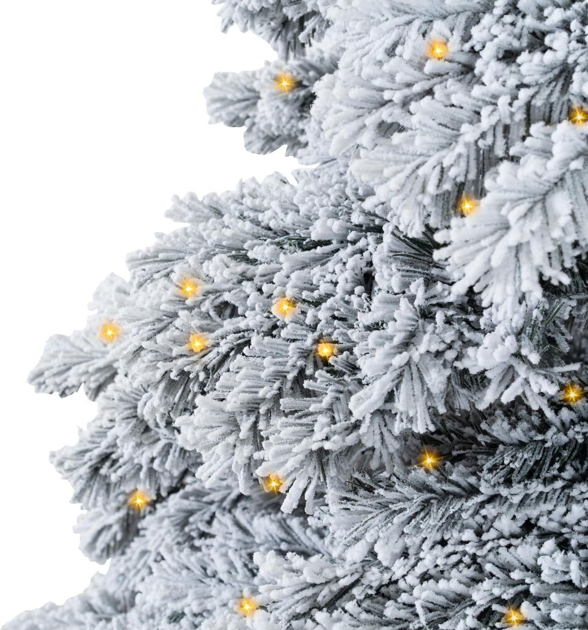 Naomi Home 7.5ft Snow Flocked Christmas Tree with Lights, Realistic Frosted Prelit with 1324 Branch