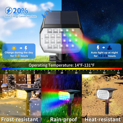 Solar Spot Lights Outdoor Color Changing, [7 Mode/6 Pack] Christmas Landscape Spotlights, Solar