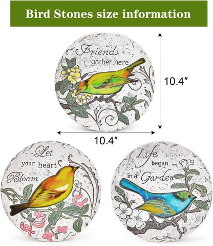 Sungmor 3PC Pretty Garden Stepping Stones, 9.5" Large Concrete Decorative Stones with Beautiful