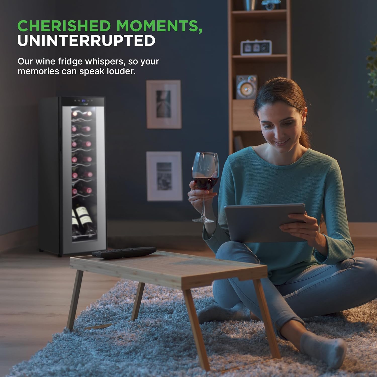 NutriChef Single-Zone Wine Cooler & Chiller – Digital Touch Control, Airtight Seal, 14-Bottle