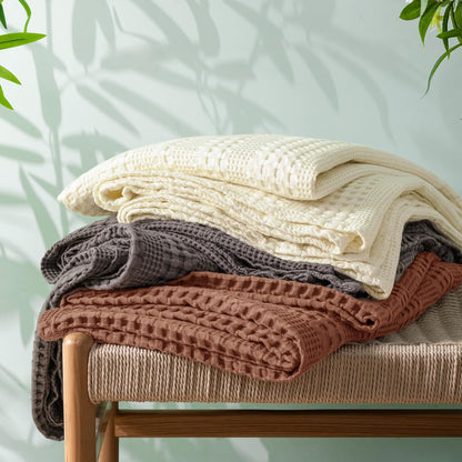 PHF Cooling Waffle Blanket King Size, Lightweight 60% Rayon Derived from Bamboo & 40& Cotton