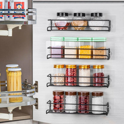 ROFAY Spice Rack Organiser, 4 Pack Wall Mounted Tier Shelf with Adhesive Sticker & Screws for