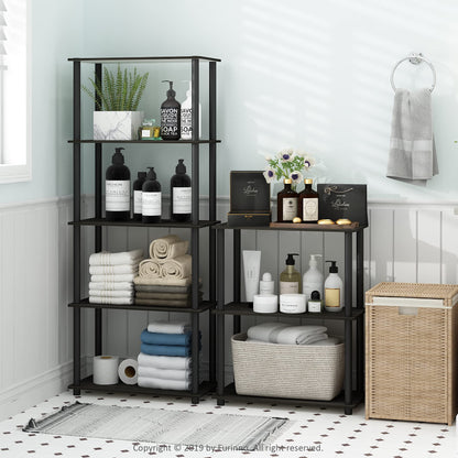 Furinno Turn-N-Tube Storage Shelves, 4-Tier Book Shelf, Corner Shelf, Toolless Open Shelves, for