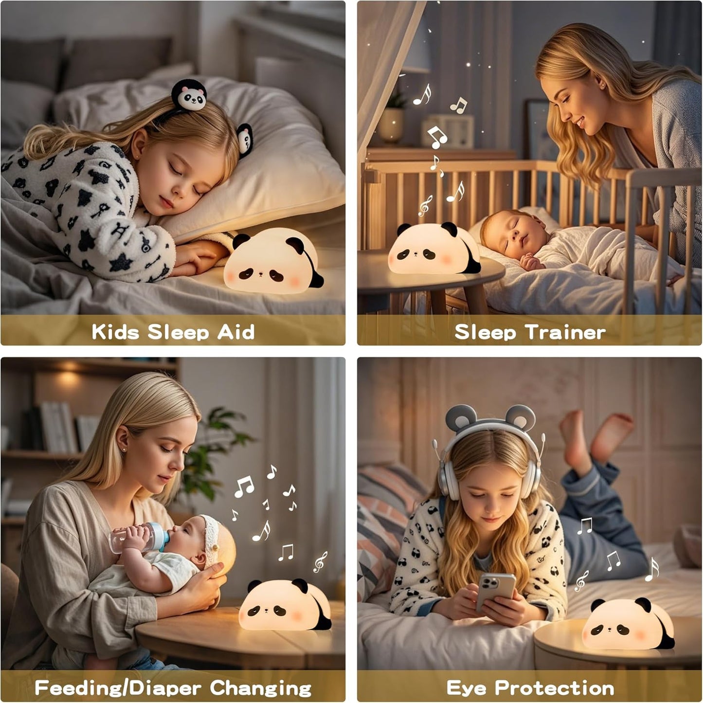Panda Night Light with White Noise, Sound Machine for Baby Sleeping Aid,Toddler Sleep Trainer 4