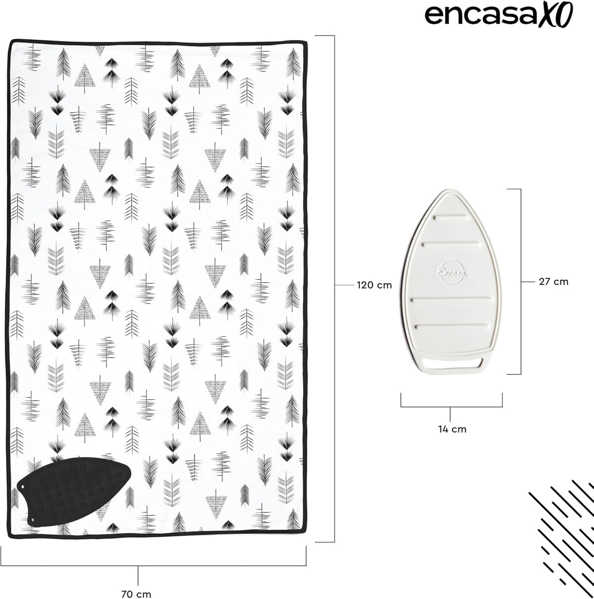 Encasa XO Ironing Mat/Pad (Large 48"x28") with 3mm Padding & Silicone Iron Rest for Steam Pressing