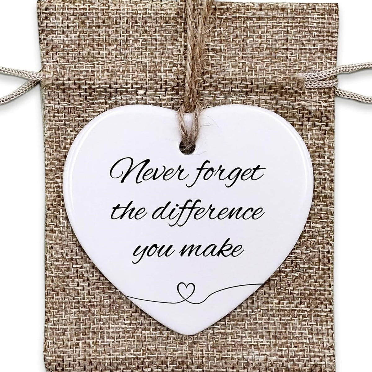 Thank You Gifts for Women Men - Never Forget The Difference You Make Ceramic Ornament Keepsake