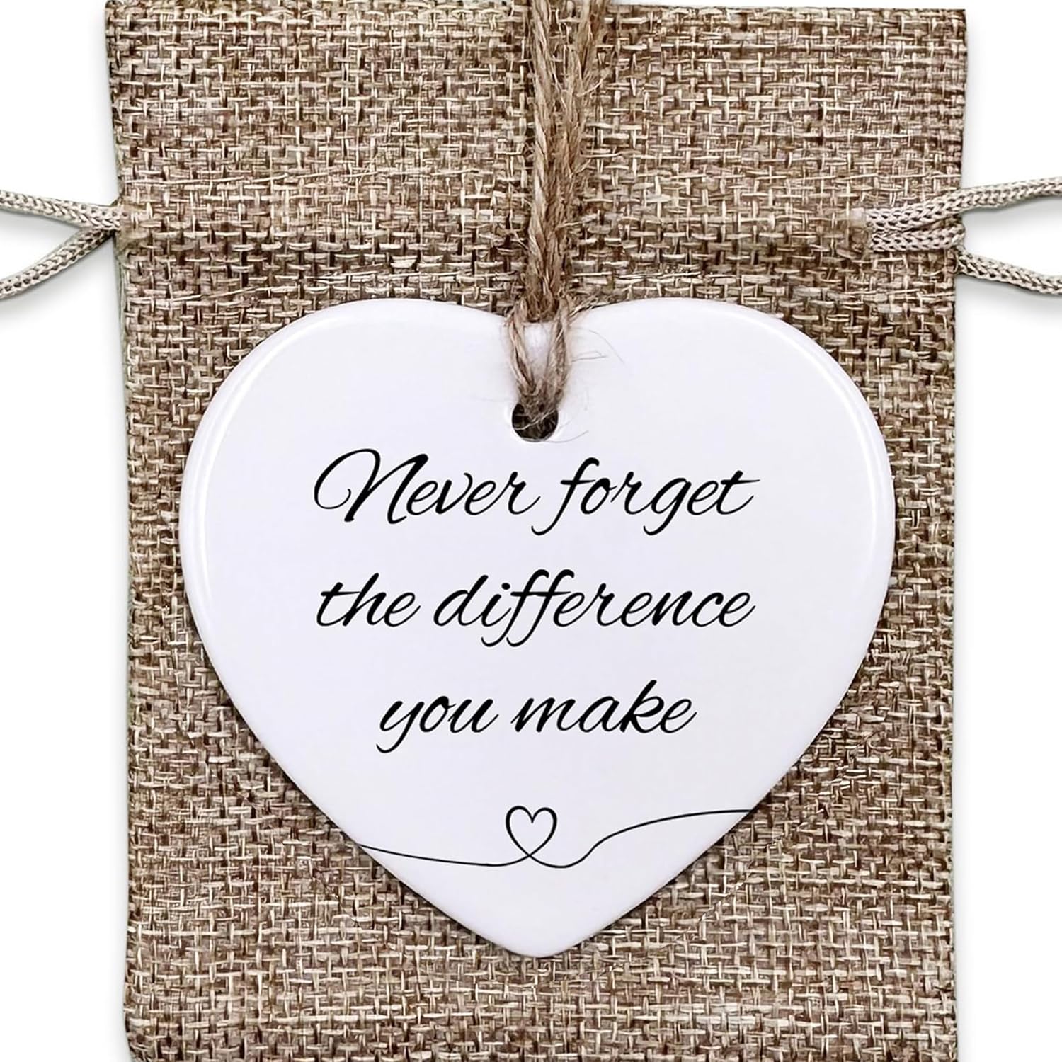 Thank You Gifts for Women Men - Never Forget The Difference You Make Ceramic Ornament Keepsake
