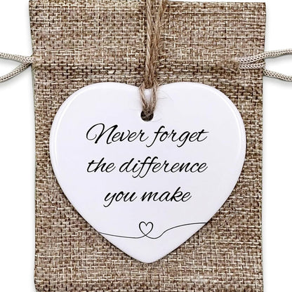 Thank You Gifts for Women Men - Never Forget The Difference You Make Ceramic Ornament Keepsake